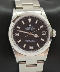 Rolex Oyster Perpetual Explorer 1 in stainless steel, Black Tritium 3, 6, 9 Dail “T Swiss T <25 on a Rolex Oyster Bracelet Ca. 1996