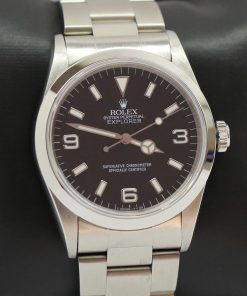 Rolex Oyster Perpetual Explorer 1 in stainless steel, Black Tritium 3, 6, 9 Dail "T Swiss T <25 on a Rolex Oyster Bracelet Ca. 1996