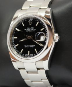 Alternative view of Rolex Datejust 36mm in stainless steel, Dome bezel the classic Black index dial on a  Rolex Oystersteel bracelet Ref: 116200