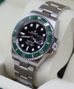 Alternative view of Rolex Submariner Date, Green Cerachrom Bezel, Black Index Dial on a Rolex OysterSteel Bracelet, ref: 126610LV, Circa: 2021, Complete with Box & Papers
