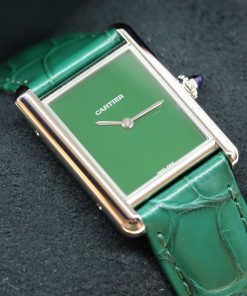 Cartier Tank Must Large Model on Green Cartier Alligator strap, Quartz Movement, Green Lacquered Dial, Ref: WSTA0056, Circa: 2021, Complete with Box & Papers