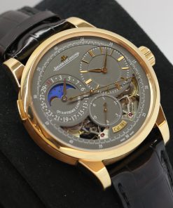 Jaeger - LeCoultre Duometre Quantieme Lunaire in 18ct Pink Gold on Chocolate-Brown Crocodile Strap with Opaline Magnetite Grey Dial, Ref: Q604244J, Circa: 2017, Complete with Box & Papers