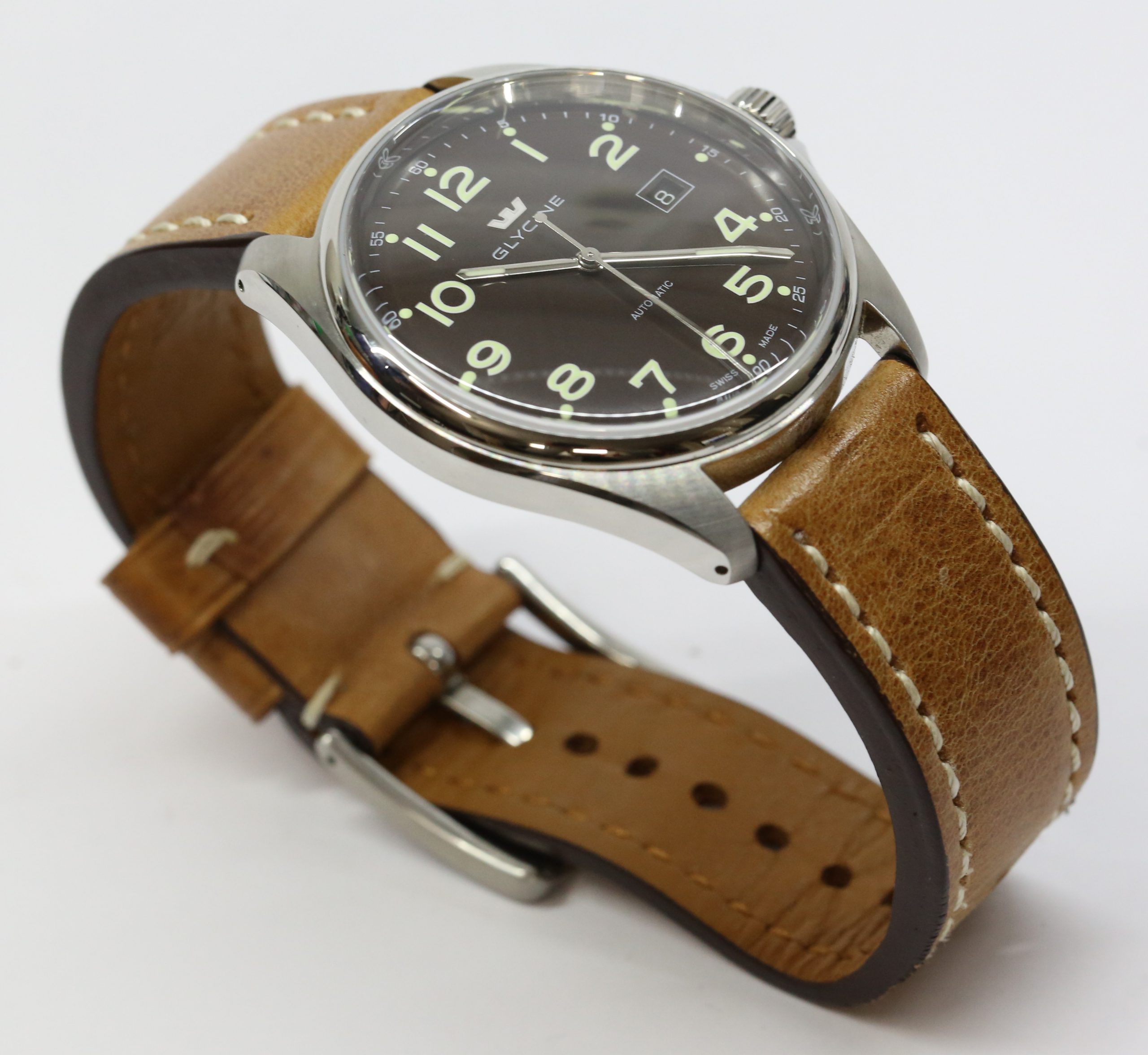 Glycine Combat Automatic, Brown Arab Dial, 43mm Stainless Steel Case on Strap, Reference: 3980.4, circa: 2016, with Box & Papers - Image 3
