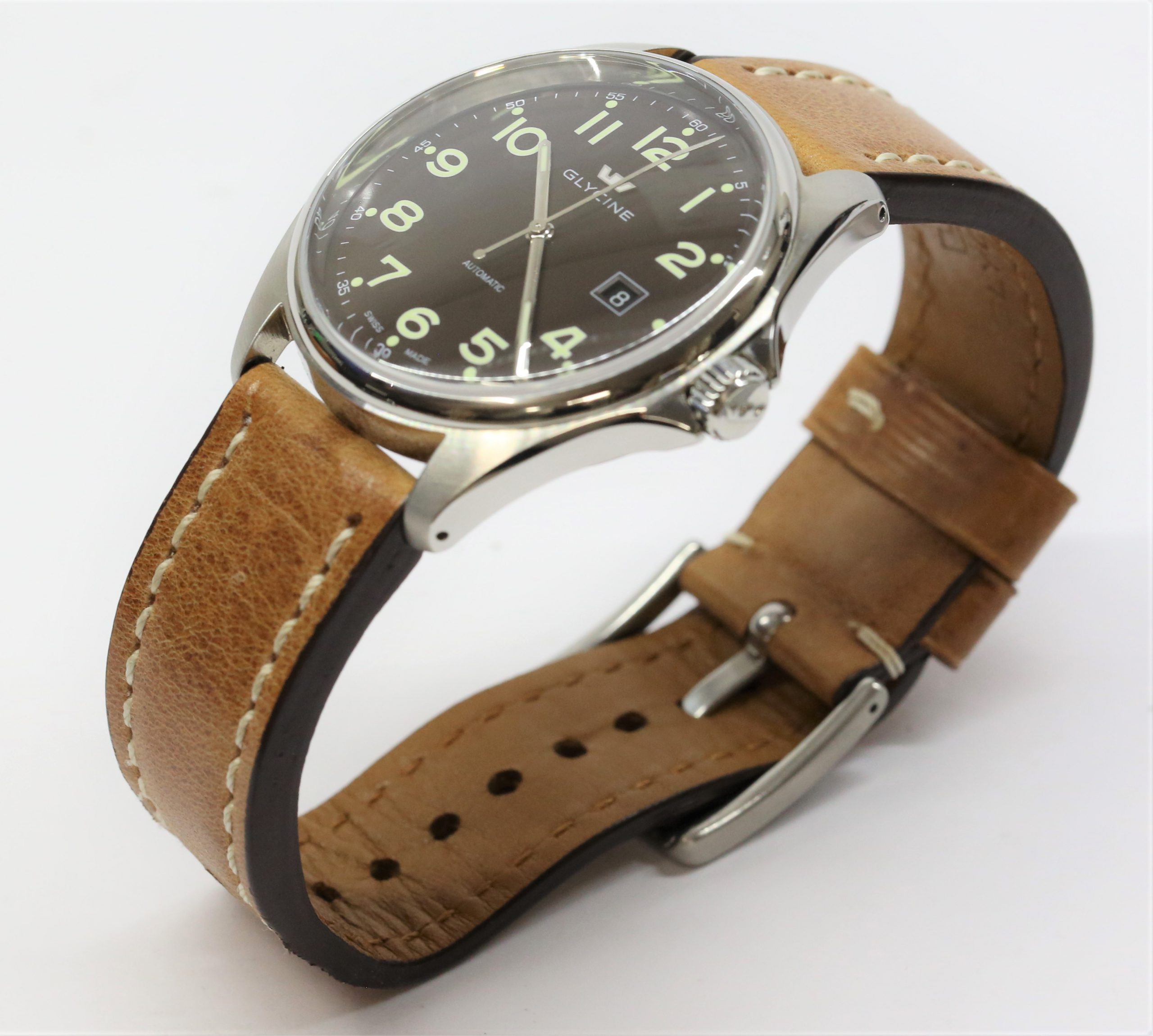 Glycine Combat Automatic, Brown Arab Dial, 43mm Stainless Steel Case on Strap, Reference: 3980.4, circa: 2016, with Box & Papers - Image 2