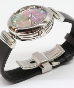 Alternative view of Omega De Ville Ladymatic MOP Diamond Dial in Stainless Steel on Leather Strap Complete with Box and Papers