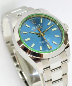Rolex Milgauss Z-Blue, green glass, Stainless Steel on Rolex Oystersteel Bracelet, Ref: 116400GV, Circa: 2022, Complete with Box, Papers & Balance of Rolex Factory Warranty