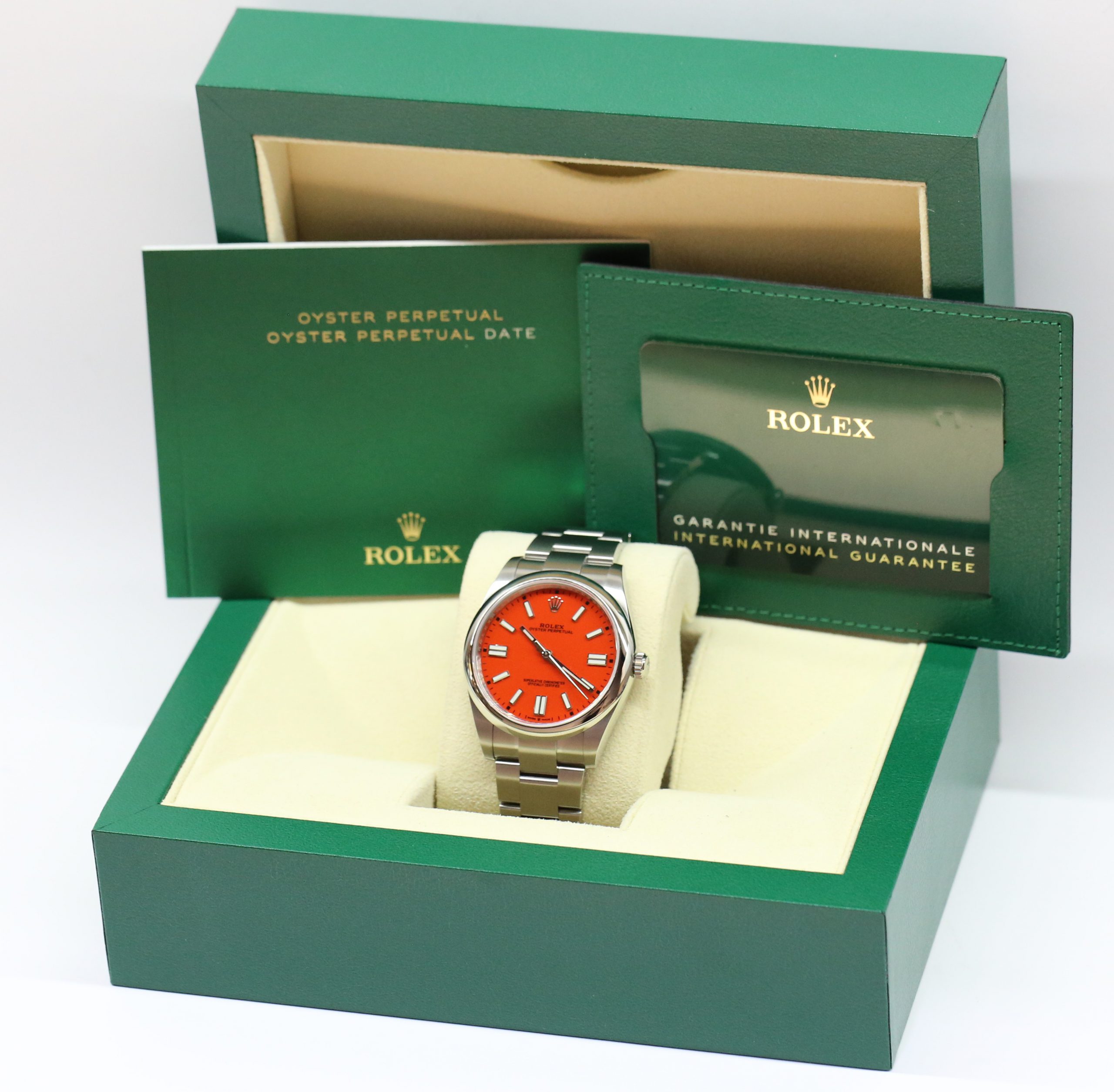Rolex Oyster Perpetual 41, Coral Red dial, Reference 124300, Ca 2021, original box and warranty card. - Image 7