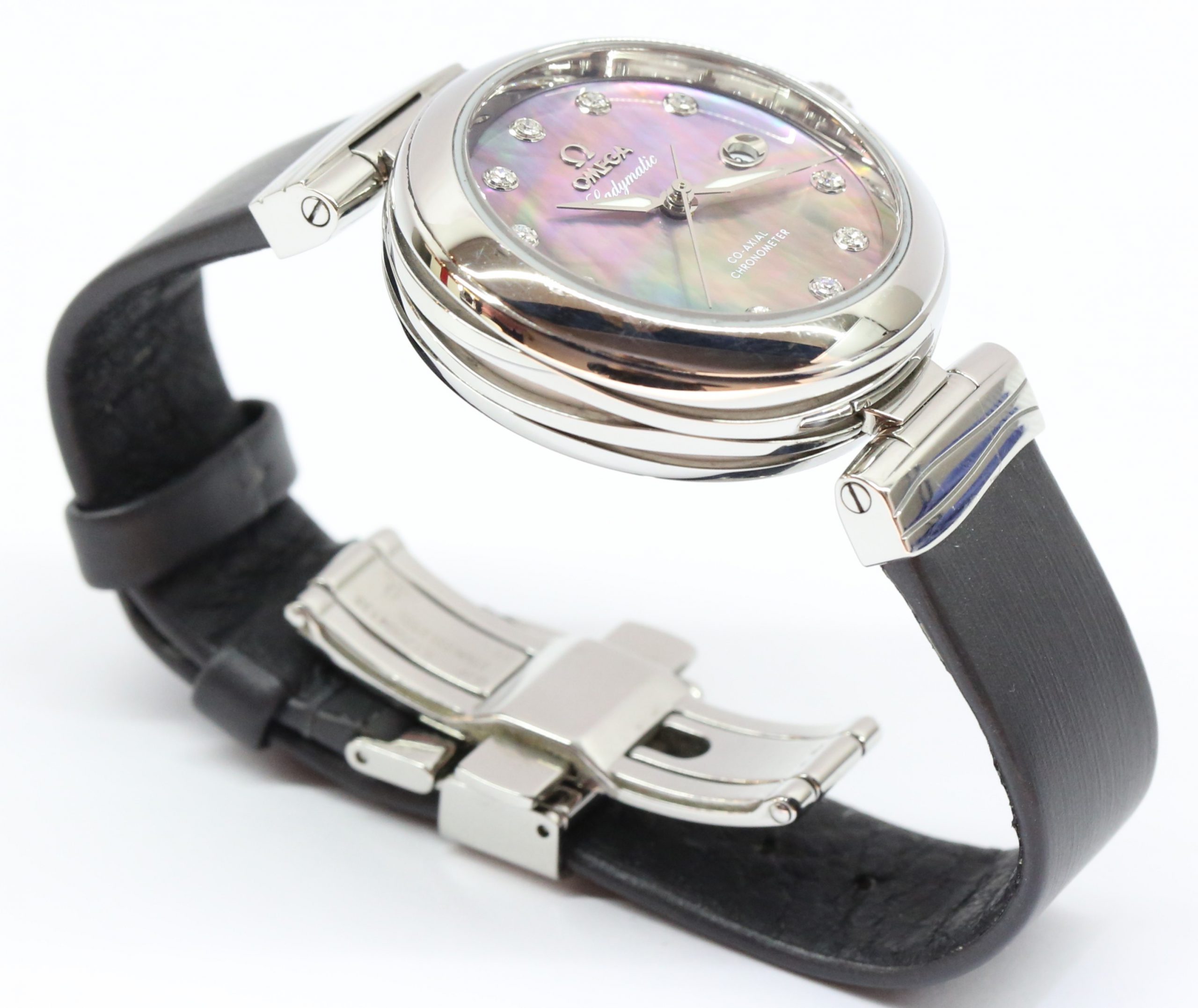 Omega De Ville Ladymatic MOP Diamond Dial in Stainless Steel on Leather Strap Complete with Box and Papers - Image 5