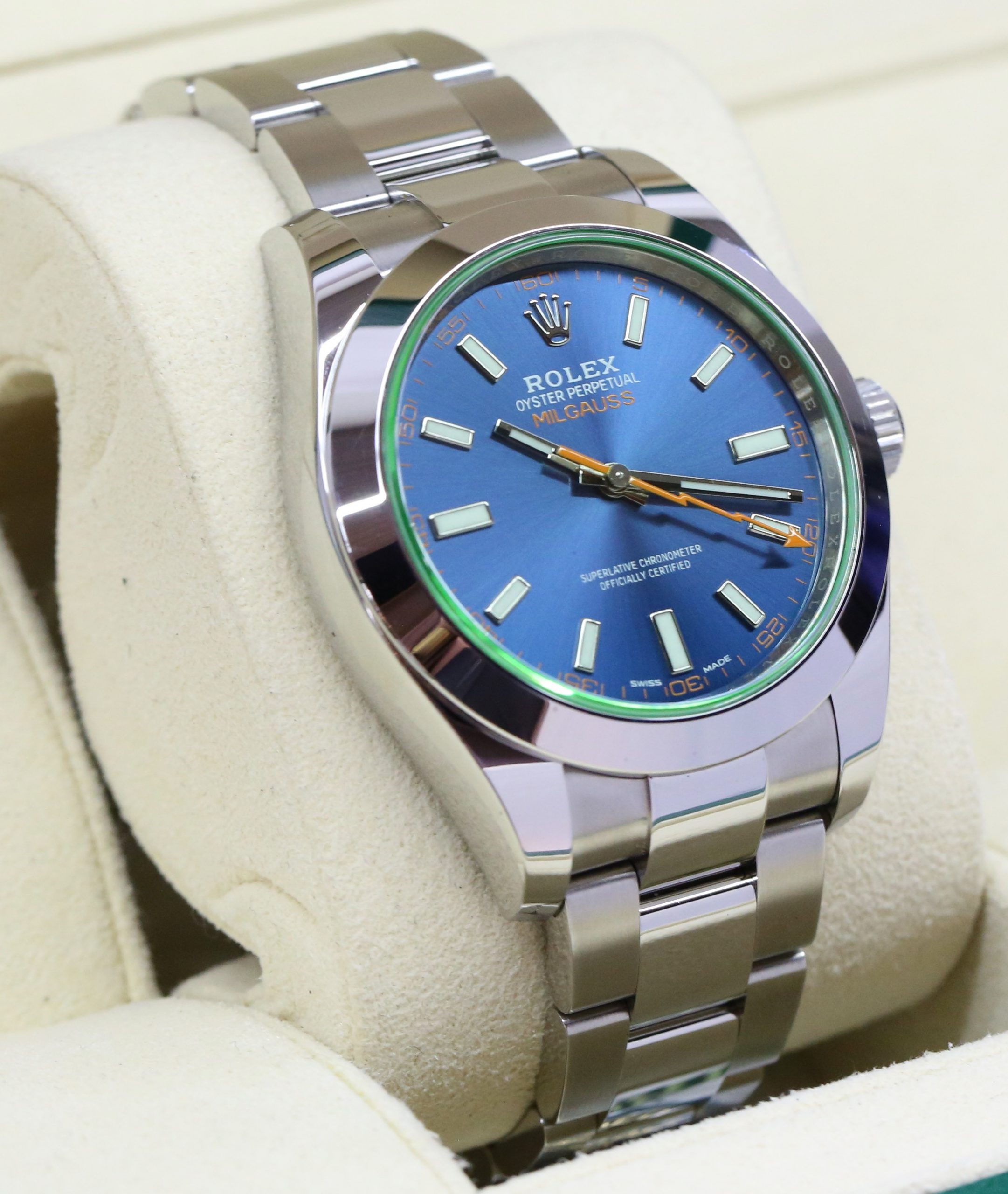 Rolex Milgauss Z-Blue, green glass 