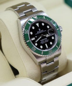 Alternative view of Rolex Submariner Date, Green Cerachrom Bezel, Black Index Dial on a Rolex OysterSteel Bracelet, ref: 126610LV, Circa: 2021, Complete with Box & Papers