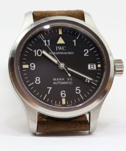 Alternative view of IWC Mark XII in Stainless Steel, Matte black dial with Arabic numeral, With Date, on Strap, Ref: 3241, Ca. 1995