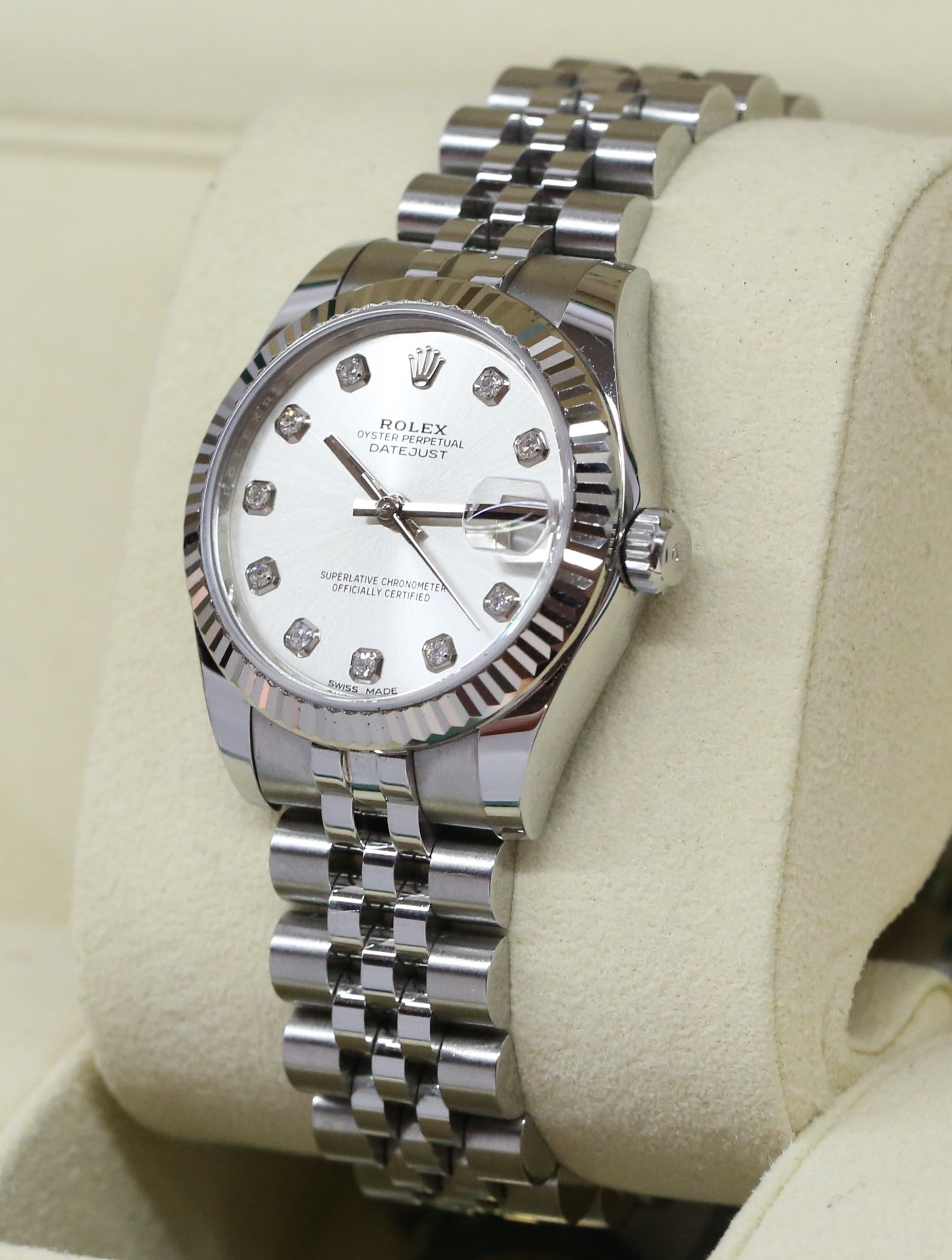 Rolex Datejust 31mm with Factory Diamond Dial, Stainless Steel & 18ct White Gold Bezel, on Jubilee Bracelet, Ref: 178274, Circa: 2019, Complete with Box, Papers & Balance of Rolex Factory Warranty - Image 2