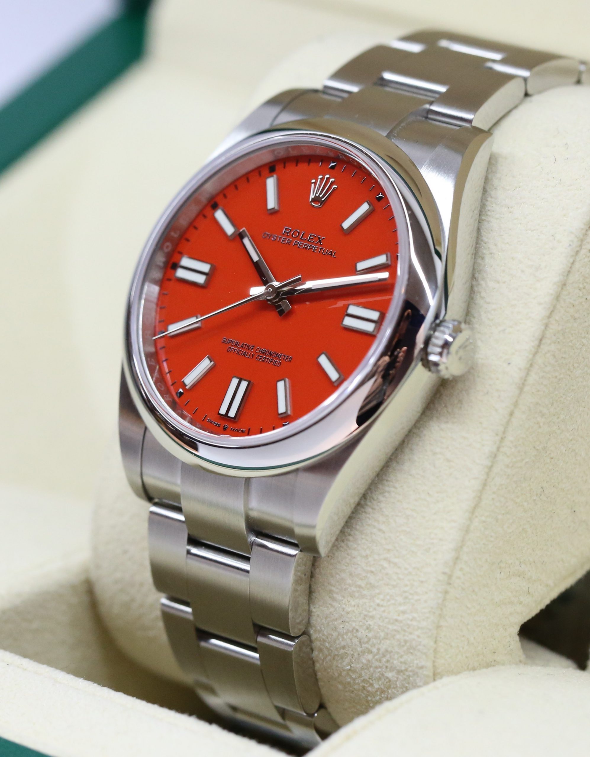 Rolex Oyster Perpetual 41, Coral Red dial, Reference 124300, Ca 2021, original box and warranty card. - Image 2
