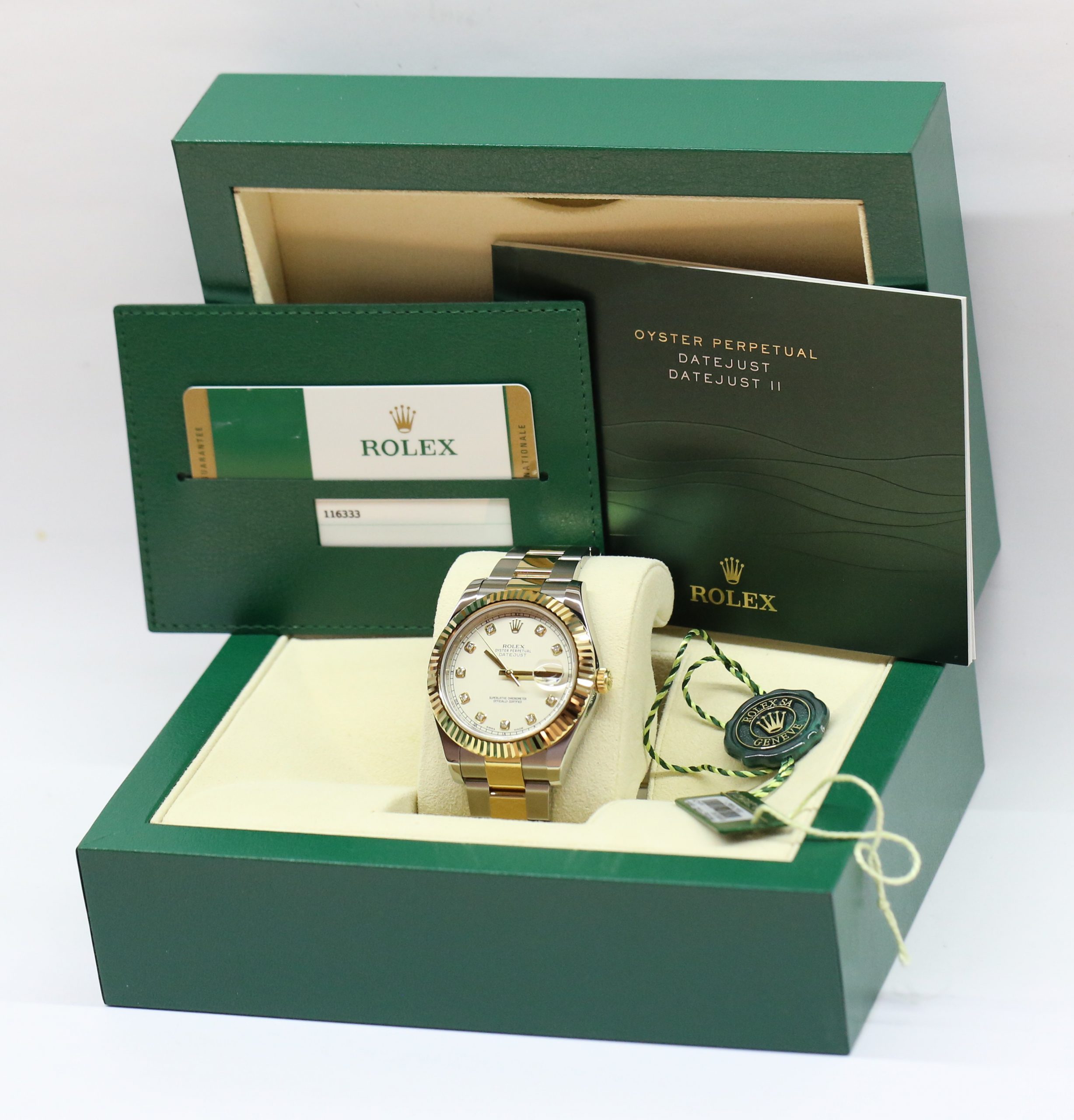Rolex Datejust II, 18ct Yellow Gold & Stainless Steel with Factory Diamond Dial, Ref: 116333, Circa: 2015, Box and Papers - Image 6