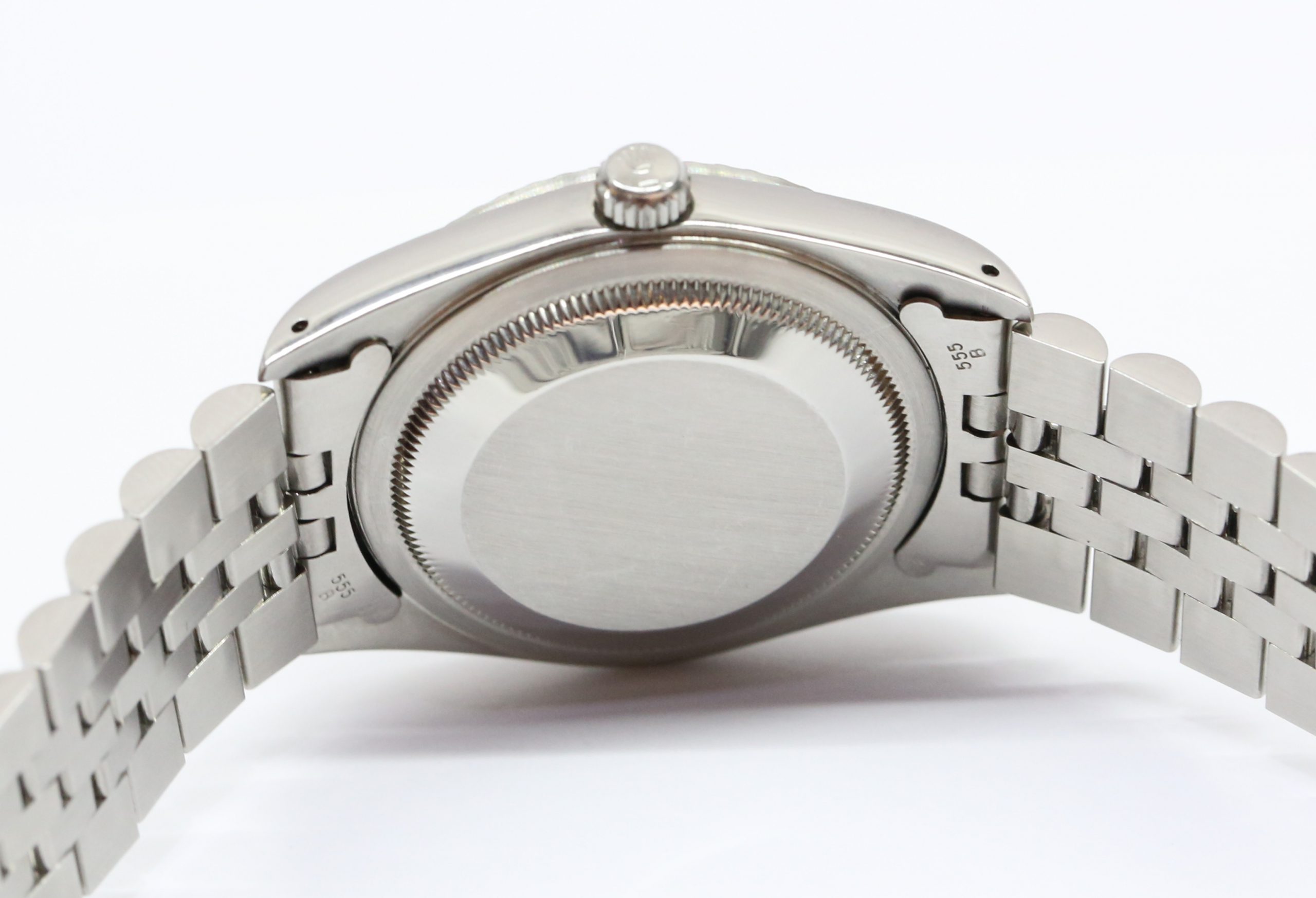 Rolex Datejust 36 in Stainless Steel, Engine Turned S/Steel Bezel, Dark Silver Dial on a Rolex Jubilee Bracelet. Ref: 16220, L Series Circa: 1989 - Image 6