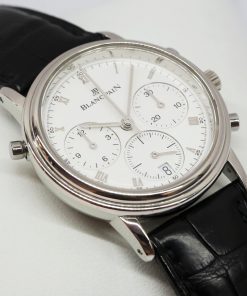 Blancpain Split Second Chronograph in Platinum on Strap with a Blancpain Platinum Buckle Ref: 1186-3427-55 Ca. 1990's Box and Book.