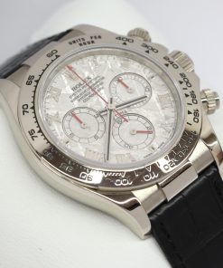 Rolex Daytona in 18ct White Gold with Meterorite Dial on Strap Ref. 116519 Circa: 2006 Complete with Box and Papers.