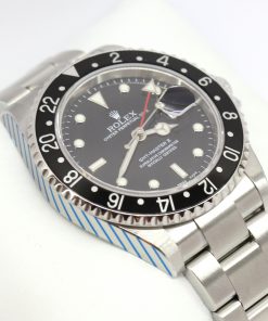 Rolex GMT Master II Stainless Steel on Rolex Oyster Bracelet, Black Bezel, Black Index Dial, Reference: 16710, Circa: 2005, with Box, Just Returned From Complete Rolex Service, Balance of 2 Year Rolex Service Warranty