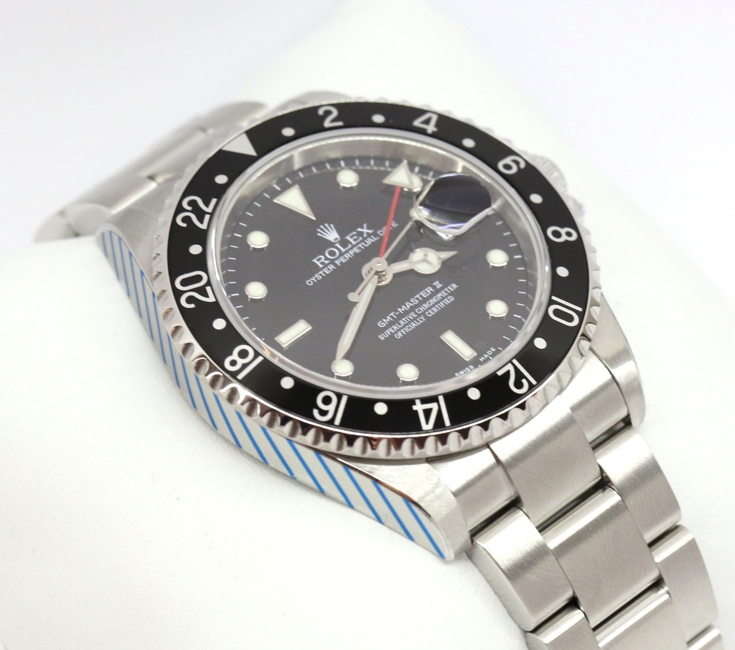 Rolex GMT Master II Stainless Steel on Rolex Oyster Bracelet, Black Bezel, Black Index Dial, Reference: 16710, Circa: 2005, with Box, Just Returned From Complete Rolex Service, Balance of 2 Year Rolex Service Warranty