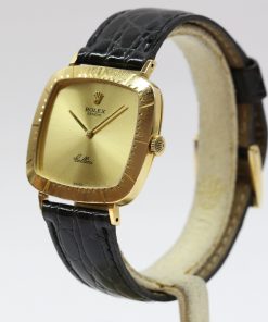 Alternative view of Rolex Cellini 18ct Yellow Gold Square Shape on Strap, Ref 4084, Circa: 1977, Manual Winding, Champagne Dial