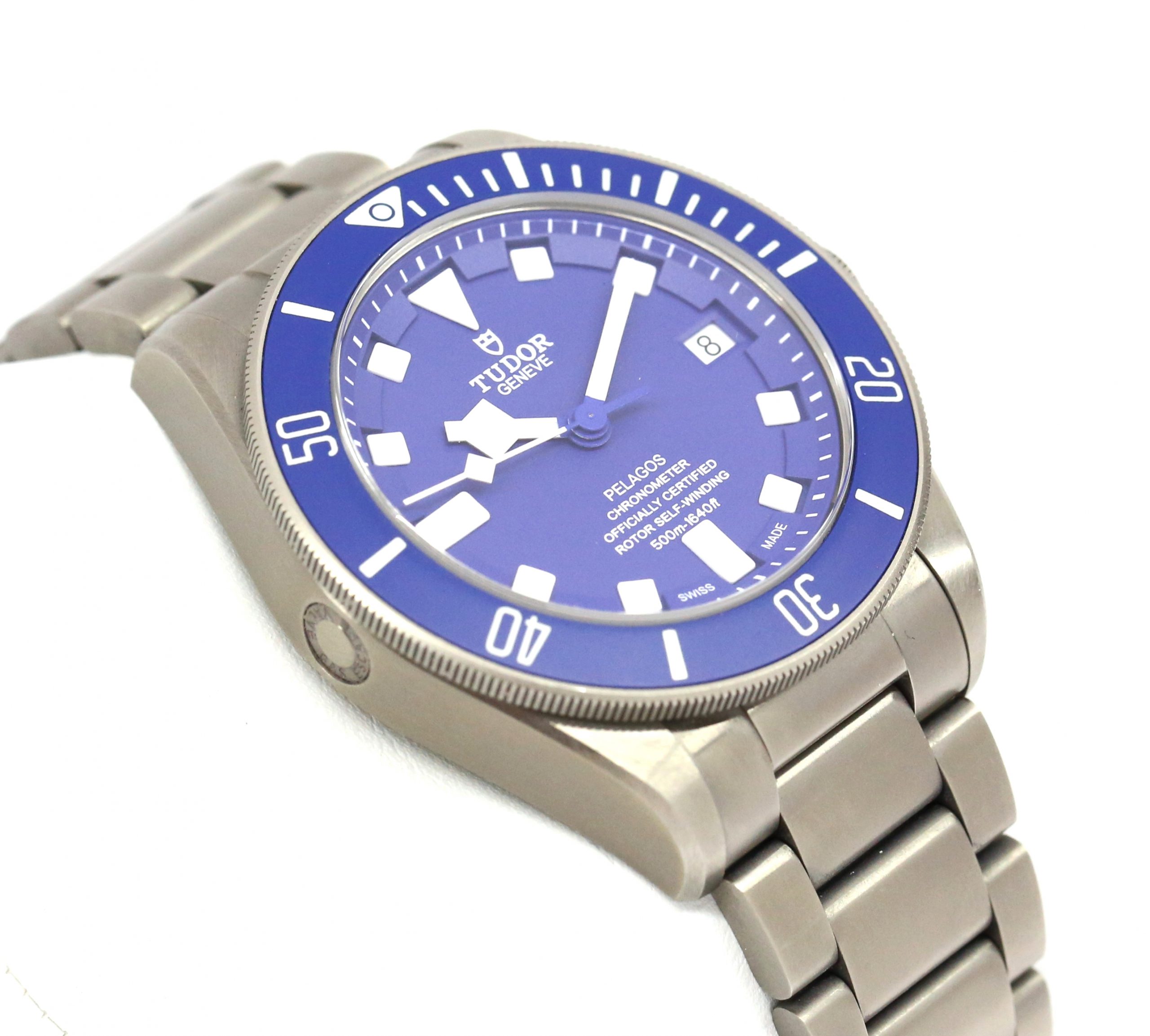 Tudor Pelagos Titanium with Blue Dial on Tudor Bracelet Ref. 25600TB Circa: 2019 Complete with Box and Papers