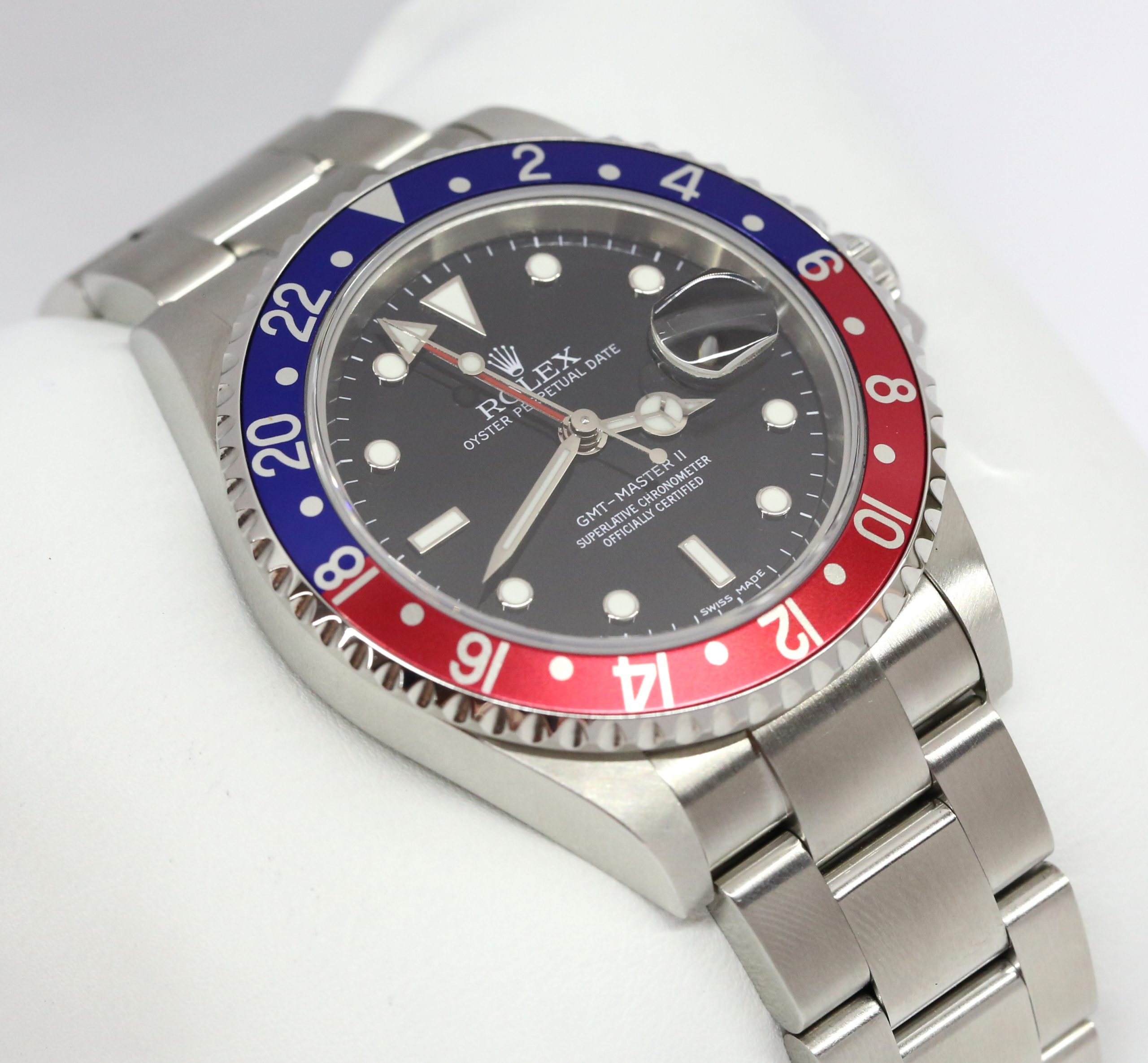 Rolex GMT Master II Pepsi Bezel Stainless Steel (RARE Stick Dial), on Rolex Oyster Bracelet, Reference: 16710, Circa: 2007, Cal. 3186 Box, Papers & 12 Month EWG Warranty