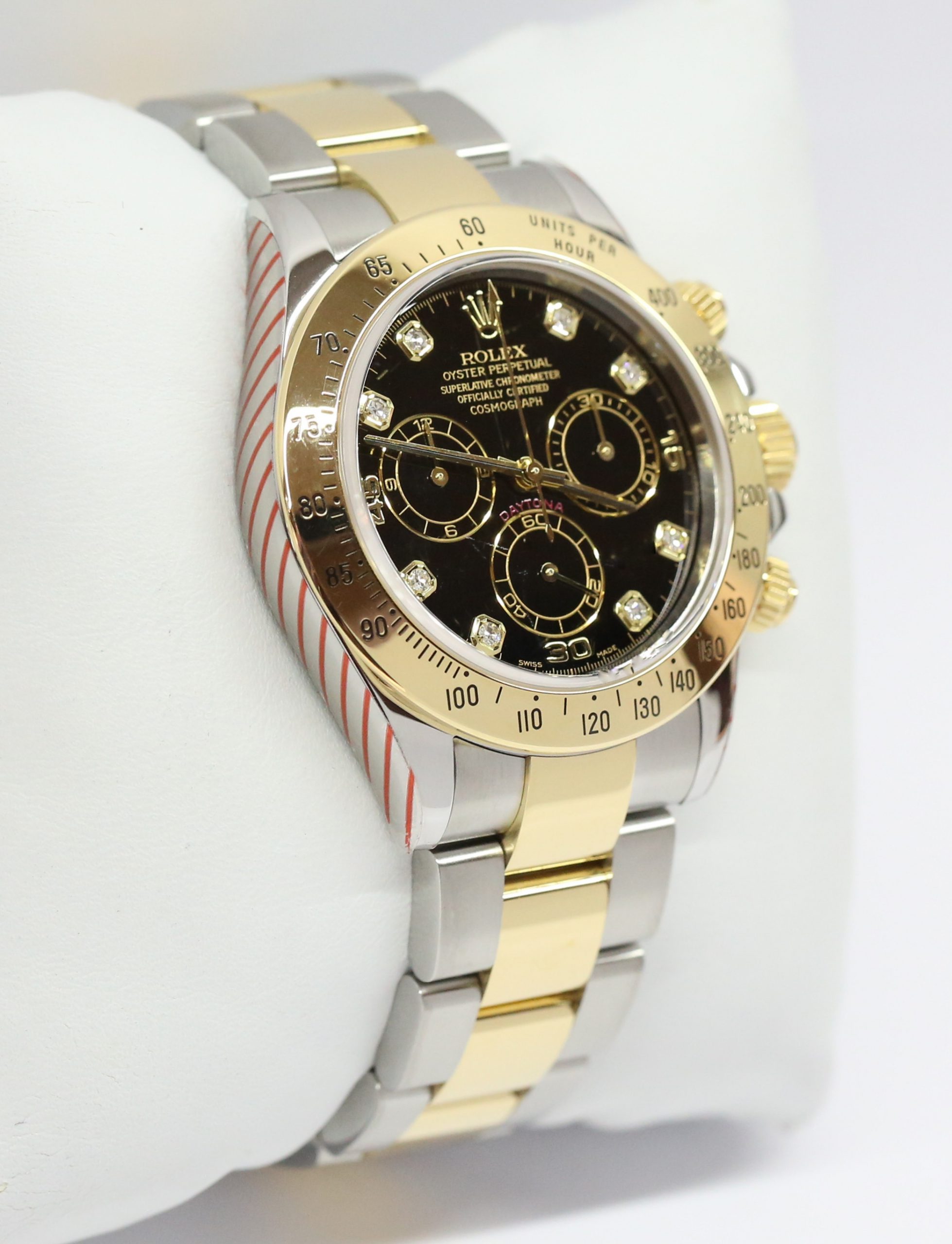 Rolex Cosmograph Daytona in 18ct Yellow Gold and Stainless Steel with Black Diamond Dial on Rolex 18ct Yellow Gold and Stainless Steel Bracelet Ref. 116523 Circa: 2003 Complete with Box and Papers Just Returned from Rolex Service Centre - Image 3
