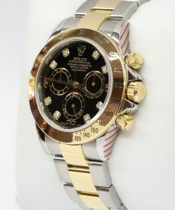 Alternative view of Rolex Cosmograph Daytona in 18ct Yellow Gold and Stainless Steel with Black Diamond Dial on Rolex 18ct Yellow Gold and Stainless Steel Bracelet  Ref. 116523 Circa: 2003 Complete with Box and Papers Just Returned from Rolex Service Centre