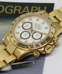 Alternative view of Rolex Daytona Zenith Movement, 18ct Yellow Gold on a Rolex 18ct Yellow Gold Oyster Bracelet, Factory White Diamond Dial, Ref: 16528, Circa: 1990,  with Box, Books & Papers & including a Rolex Service Card.   " Unpolished"