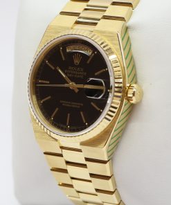 Alternative view of Rolex OysterQuartz Day Date 18ct Yellow Gold on Rolex Bracelet, Black Index Dial, Ref: 19018, Circa: 1986, Just Back From Rolex Service, Complete with Box & Papers