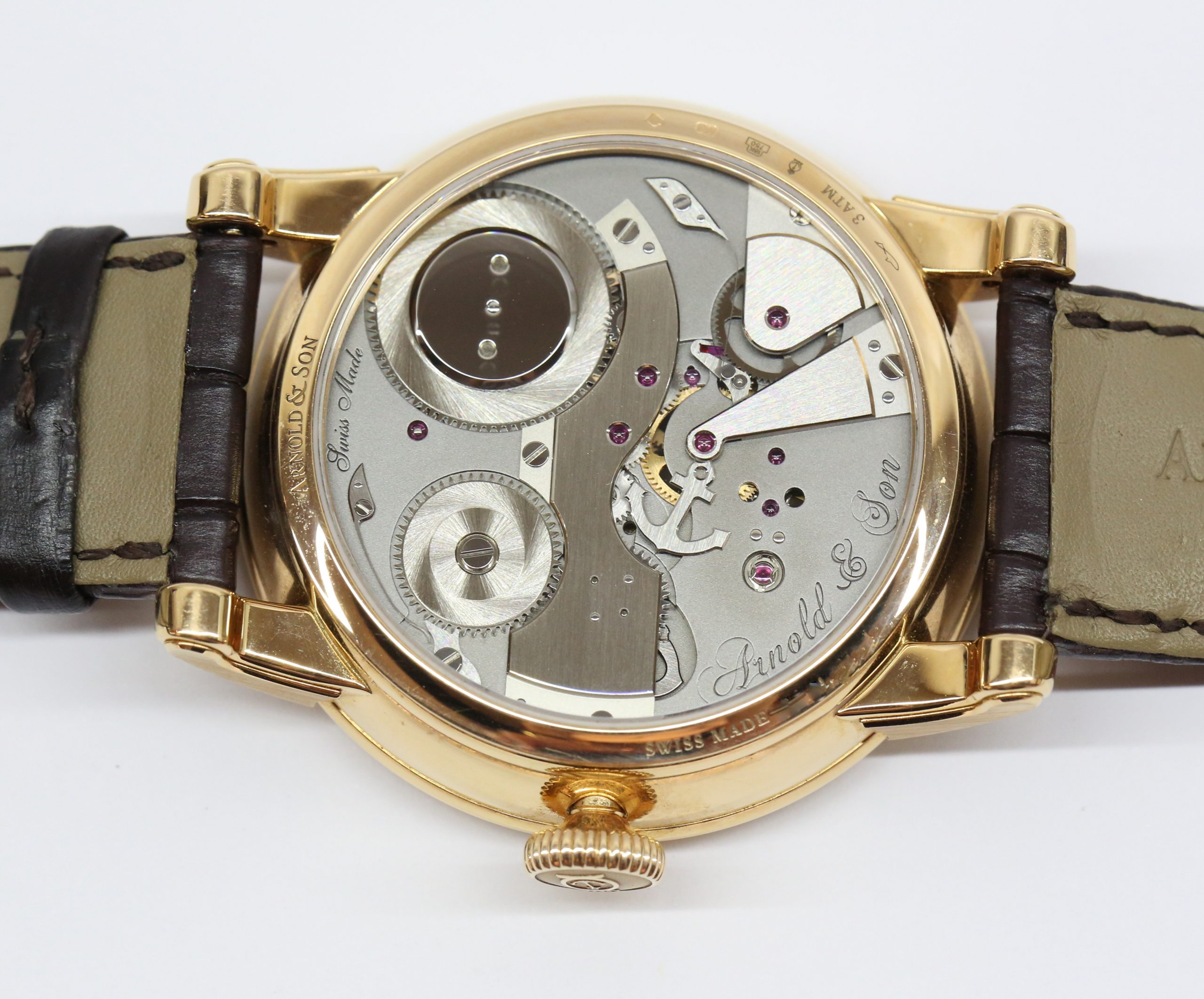 Arnold & Son TB88 in 18ct Rose Gold with Skeletonised Dial Twin Barrell Jumping Seconds on Brown Alligator, Ref: 1TBAR.S01A.C112A, Circa: 2020, Complete with Box, Papers - Image 6
