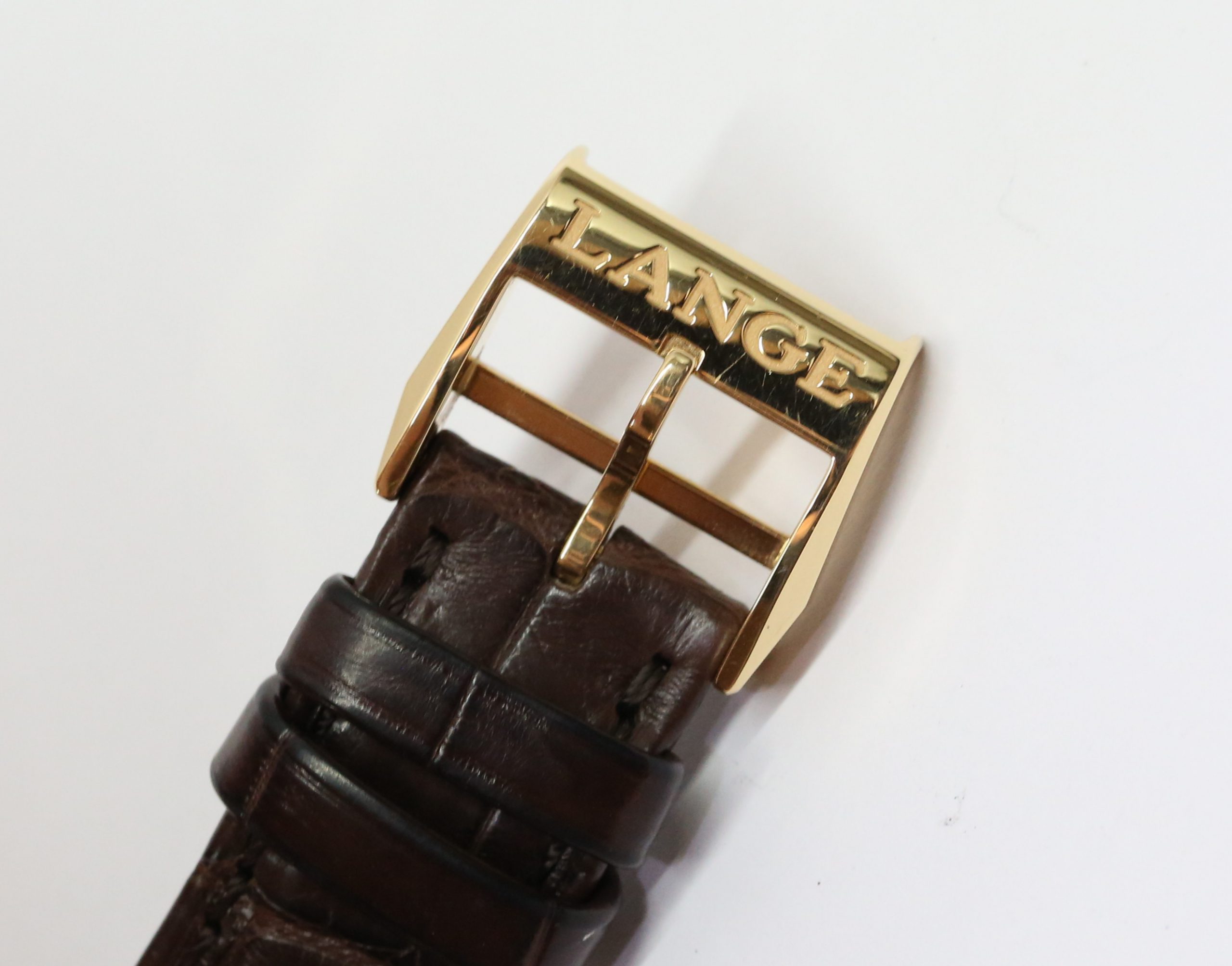 A. Lange & Sohne Lange 1 in 18ct Rose Gold 38.5mm Silver Dial on a ...