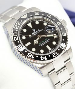 Rolex GMT Master II in stainless steel on a Rolex Oyster bracelet, black index dial, Black ceramic bezel, Reference: 116710LN, Circa: 2010, Complete with Box, Book & Rolex Service Warranty