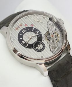 Glashutte Original PanoInverse XL in Stainless Steel with Galvanized Black Dial on Grey Alligator Leather Strap with Deployant Clasp Ref.16606042205,  Circa: 2021, Complete with Box & Papers