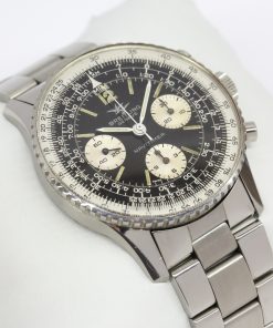 Breitling Navitimer chronograph Ref 806, in stainless steel, original gloss black gilt dial with twin jet logo on a Breitling stainless steel bracelet, totally original with original bracelet, box and booklet, Ca 1965.