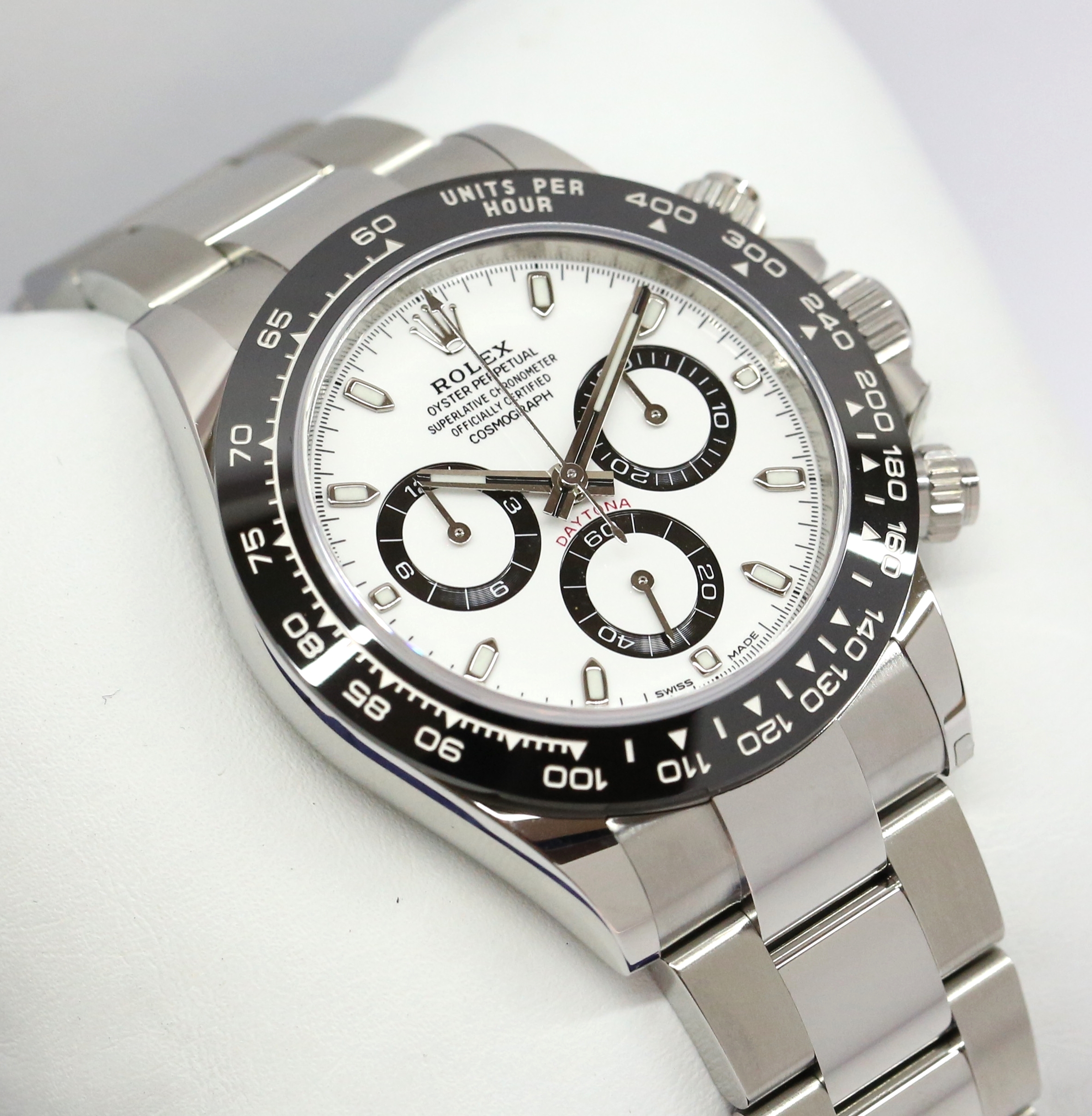 Rolex Daytona Stainless Steel Black Ceramic Bezel, White Index Dial, on Rolex Oystersteel Bracelet, Ref: 116500LN, Circa: 2020, Complete with Box & Papers