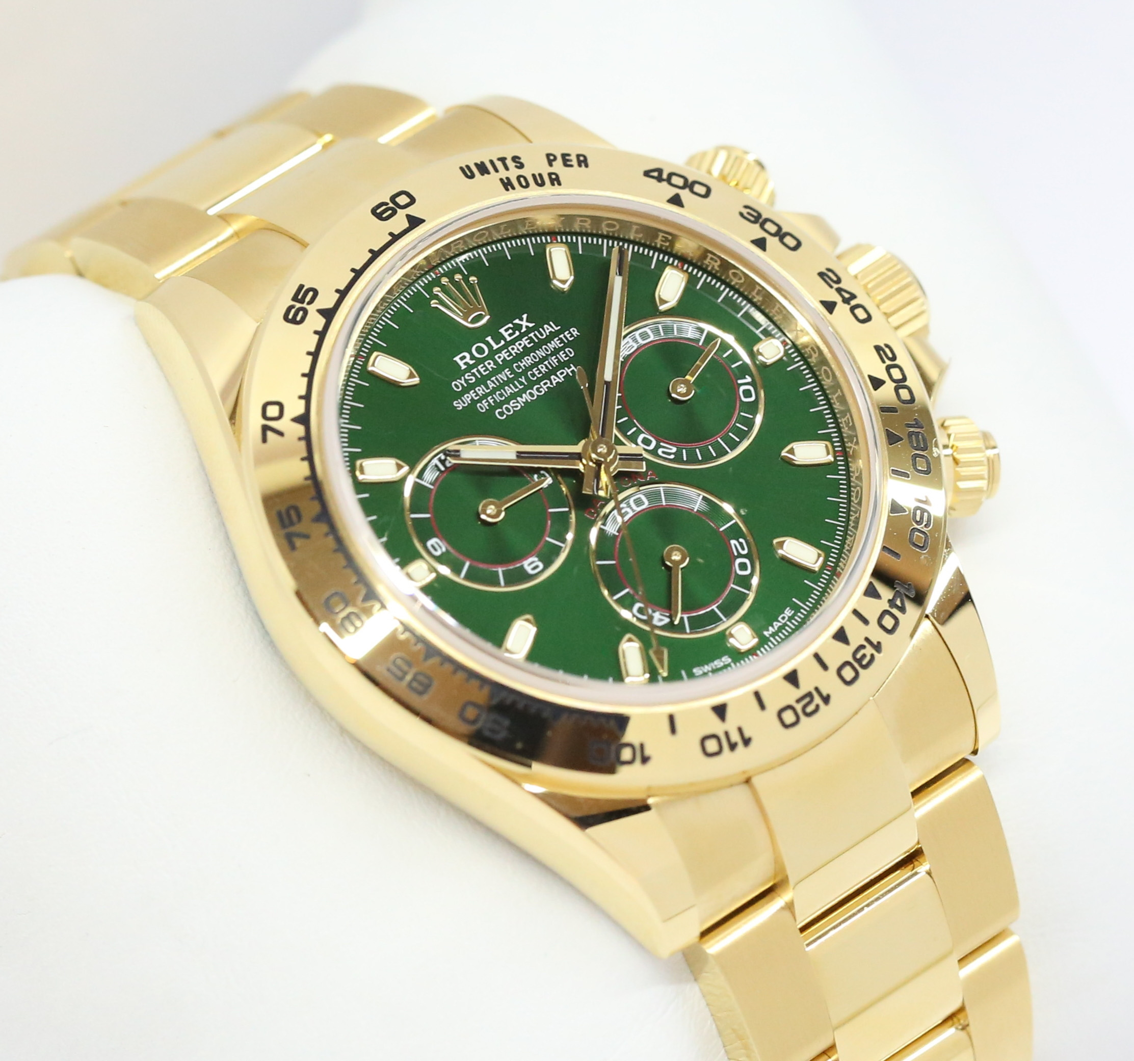Rolex Daytona in 18ct Yellow Gold, Green Index Dial, on Rolex 18ct Yelow Gold Oyster Bracelet, Reference: 116508, Circa: 2020, Complete with Box & Papers