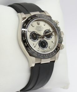Alternative view of Rolex Daytona in 18ct White Gold , Steel Index Dial with black subdials, on Rolex Oysterflex band with a 18ct white gold Rolex deployant. Ref: 116519LN, Circa: 2018, Complete with Box & Papers