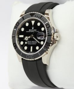 Alternative view of Rolex Yacht-Master 42 in 18k White Gold, Black index dial and Black ceramic bezel on Rolex Oysterflex band Ref:226659 Circa. 8/2020 Complete with Box and Papers