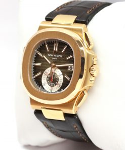 Alternative view of Patek Philippe Nautilus 18ct Rose Gold on Patek Alligator Strap with Deployant Clasp, Reference 5980R-001, Circa: 2020, Complete with Box & Papers