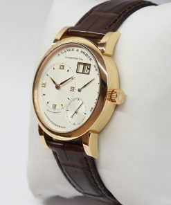 Alternative view of A. Lange & Sohne Lange 1 in 18ct Rose Gold 38.5mm Silver Dial on a Brown Aligator Strap with ALS Rose Tang Buckle. Ref. 101.032  Complete with Box and Papers