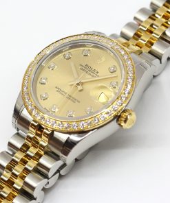 Alternative view of Rolex Oyster Perpetual Datejust 31 in Steel and Gold with Factory Diamond Bezel, Champagne Diamond Index Dial with Rolex Steel and Gold Jubilee Bracelet. Ref. 178383 Serial: 9565E887 Sold New: 2017 Complete with Box, Papers and Balance of Rolex Wty.
