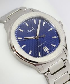 Piaget Polo S in Stainless Steel, Automatic watch, 42mm, with Blue Guilloché dial on a Piaget Stainless Steel Bracelet with Folding Buckle Ref: GOA41002 Ca.March 2021 Box and Papers