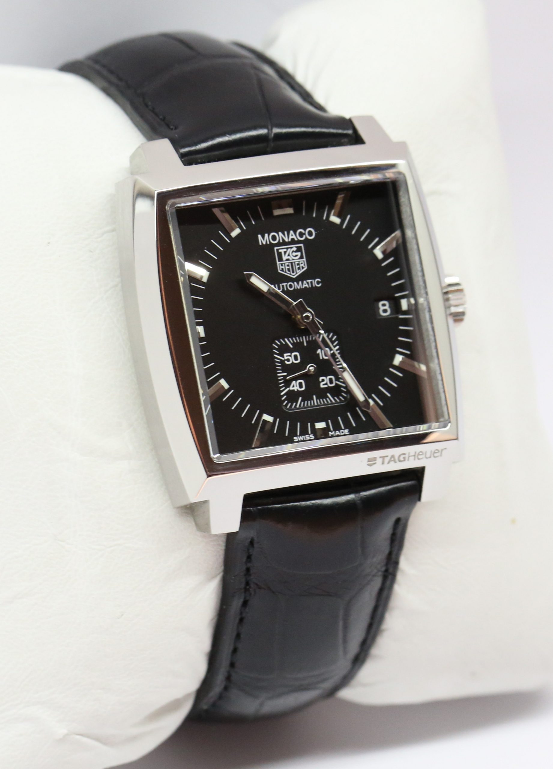 Tag Heuer Monaco Calibre 6 in Stainless Steel with Black Index Dial on Tag Heuer Strap and Tag Heuer Buckle Ref. WW2110-0 Circa: 2011, Complete with Box and Papers - Image 3