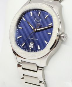 Alternative view of Piaget Polo S in Stainless Steel, Automatic watch, 42mm, with Blue Guilloché dial on a Piaget Stainless Steel Bracelet with Folding Buckle Ref: GOA41002 Ca.March 2021 Box and Papers