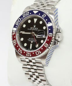 Alternative view of Rolex Oyster Perpetual GMT Master 2 in Stainless Steel with Pepsi Bezel and Black Index Dial on Rolex Jubilee Bracelet Ref. 126710BLRO Circa: 2018