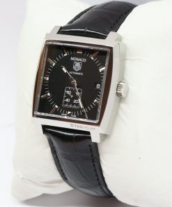Alternative view of Tag Heuer Monaco Calibre 6 in Stainless Steel with Black Index Dial on Tag Heuer Strap and Tag Heuer Buckle Ref. WW2110-0 Circa: 2011, Complete with Box and Papers