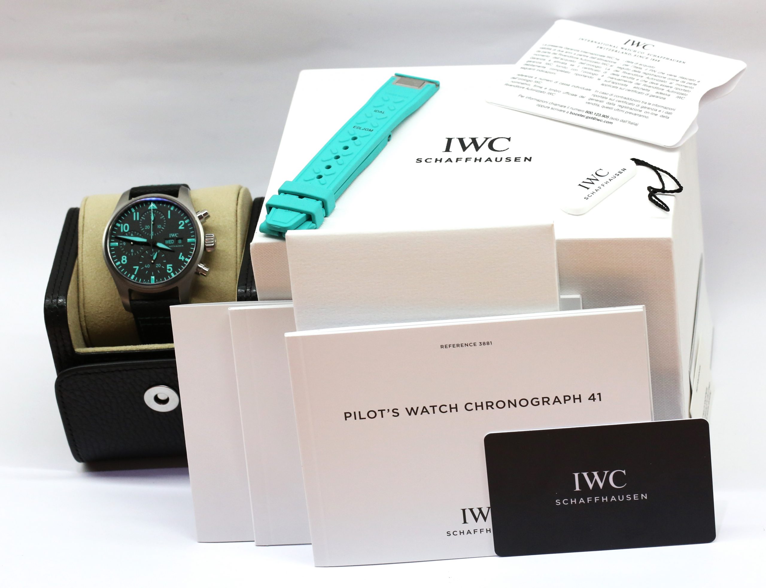 IWC Pilots Chronograph Online Exclusive Mercedes-AMG Petronas Formula One team Edition, Titanium Case on IWC Strap, Black Arab DIal, Reference IW388108, Circa 2022, Box & Papers - Image 7