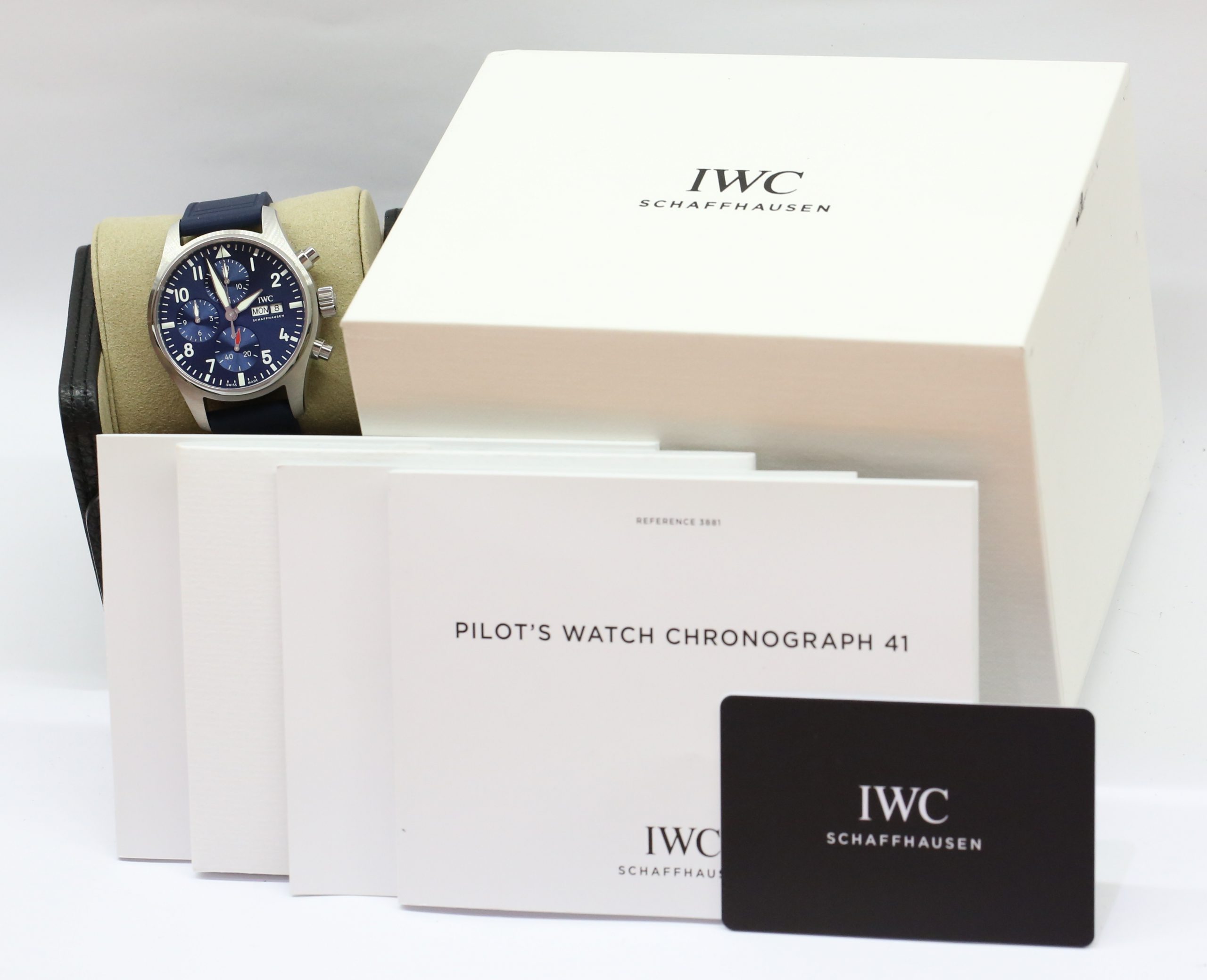 IWC Pilots Chronograph, 41mm Stainless Steel Chronograph, Blue Dial on Blue Rubber IWC Strap, Ref: IW388101, Circa: 2021, Complete with Box & Papers - Image 7