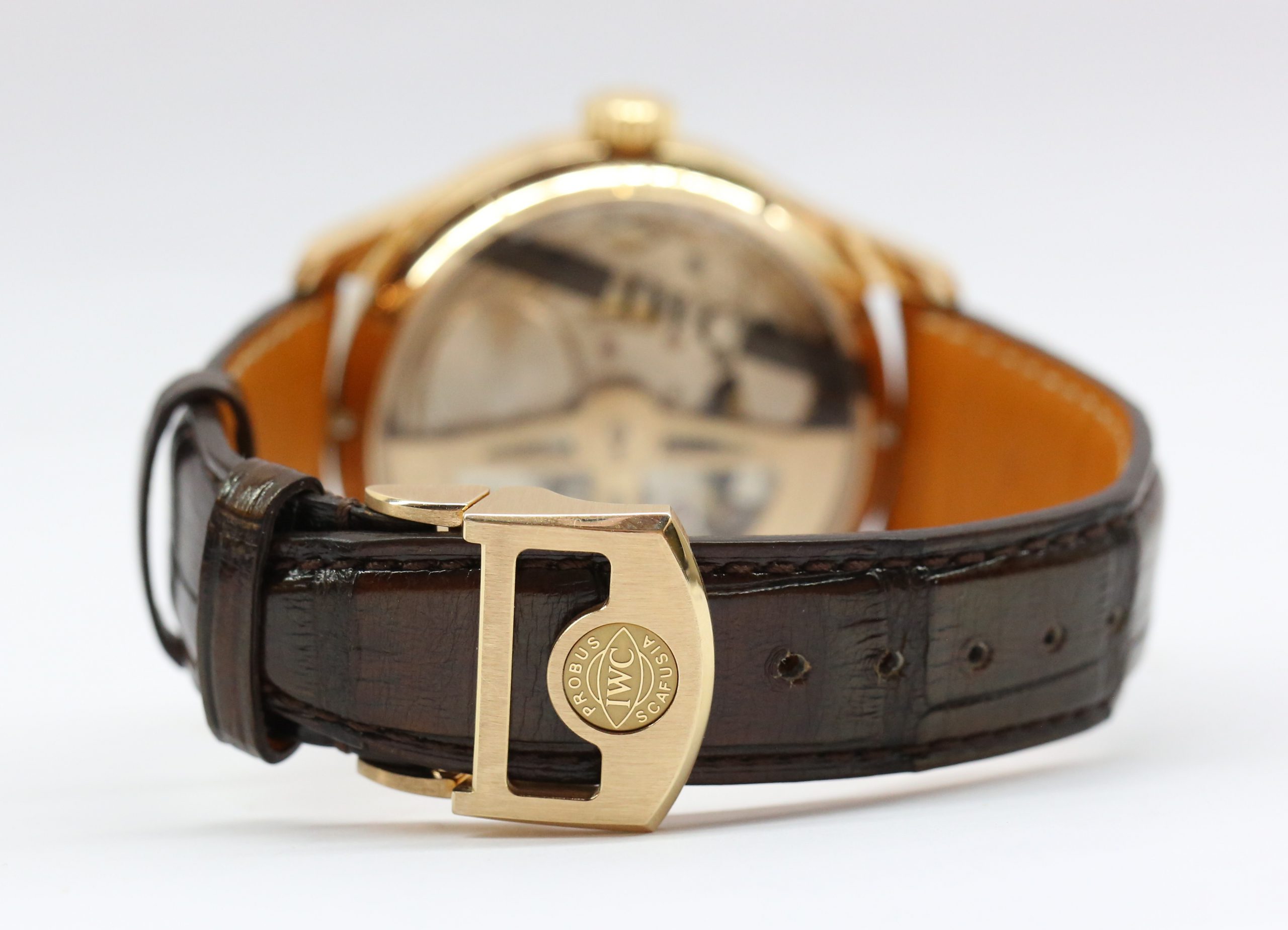 IWC Portugieser Tourbillon Mystère Rétrograde in 18ct Rose Gold with Rodium Arabic Markers Dial and Tourbillon Display Window on IWC Brown Alligator strap with IWC 18ct Rose Gold Deployant Buckle Ref. IW504602 Circa: 2022 Complete with Box and Papers - Image 7